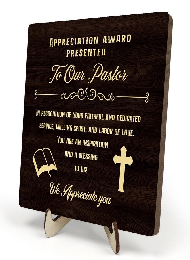 DMADNF Pastor Appreciation Gifts, Pastor Appreciation Gifts for Women Wooden Plaque Sign, Birthday Gift for Pastor Christian Prayer Appreciation,Home Office Desk Wooden Sign Decor, 5.9 x 5.9 inches (Brown) - Image 1
